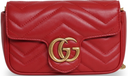 Gucci - Calfskin Matelasse GG Marmont 2.0 Coin Purse On A Chain Hibiscus Red