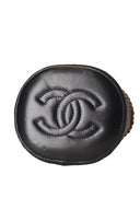 Chanel - Shiny Lambskin Quilted Chain Bucket Bag Black