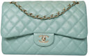 Chanel Jumbo Double Flap Bag Caviar Sage