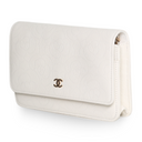Chanel - Camellia Embossed Wallet on Chain White
