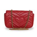 Gucci - Calfskin Matelasse GG Marmont 2.0 Coin Purse On A Chain Hibiscus Red