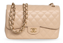 Chanel - Caviar Quilted Jumbo Double Flap Beige Clair (Pre-Owned)