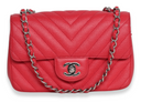 Chanel - Caviar Chevron Quilted Mini Rectangular Flap Red (Pre-Owned)
