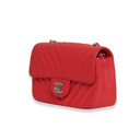 Chanel - Caviar Chevron Quilted Mini Rectangular Flap Red (Pre-Owned)