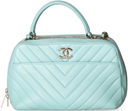 Chanel - Chevron Quilted Calfskin Bowling Vanity Bag Mint Green (Pre-Owned)
