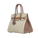 Hermes -Birkin 30 Two Tone Beige/Brown Ostrich Gold Hardware (Brand New)