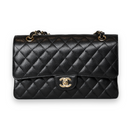 Chanel - Medium Double Flap Bag Black Caviar with Gold Hardware (Pre-Owned)