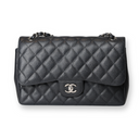 Chanel - Jumbo Caviar Double Flap Black/Silver (Pre-Owned)