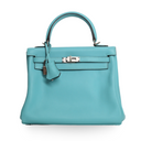Hermes - Kelly II Retourne 25cm Bleu Jean Palladium Hardware (Pre-Owned)